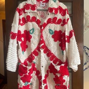 Vintage Upcycled Psychic Outlaw Heart Chenille Blanket Chore Sweater Coat